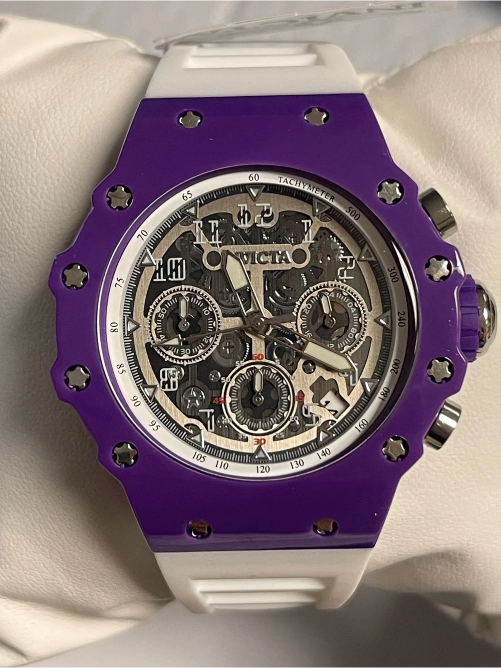 Invicta Racing Valyron Unisex Watch - 41mm, Purple & White (69626) new